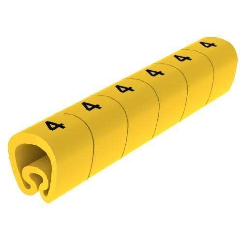 Esileikatut keltaiset Ø18 PVC-merkit viitenumerolla 1813-4 brändiltä UNEX