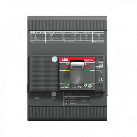 ABB Tmax XT1C 160 TMD 160A 4P kiinteä valettu kotelo automaattikatkaisija viitenumerolla 1SDA067410R1 brändiltä ABB