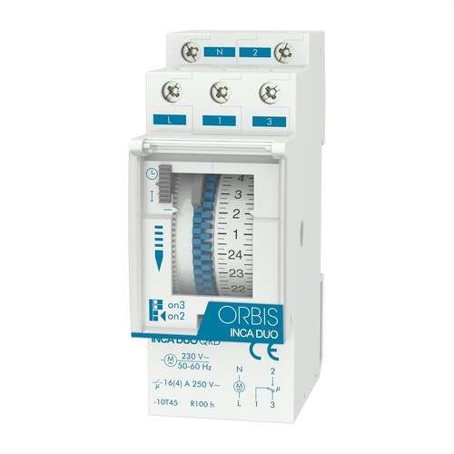 Analoginen ajastinkytkin Obris INCA DUO QRD 230 V viitenumerolla OB330232 brändiltä ORBIS