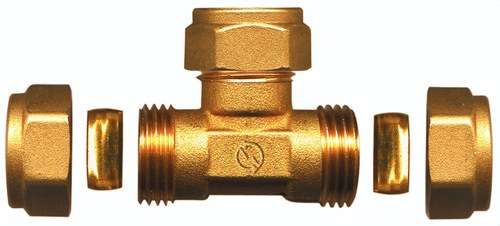 T-liitin messinkiä 18x18x18mm viitenumerolla TAP17777 brändiltä ATUSA