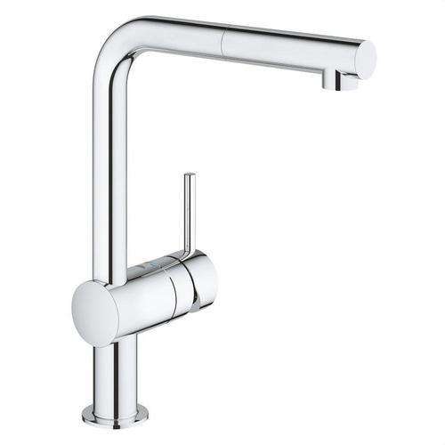 Keittiön yksiotehana, jossa on ulosvedettävä juoksuputki Minta XL kromi viitenumerolla 32168000 brändiltä GROHE