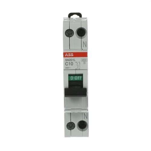 Magnetoterminen SN201L-C10 1P+N 10A Käyrä C 4,5kA viitenumerolla 2CSS245101R0104 brändiltä ABB