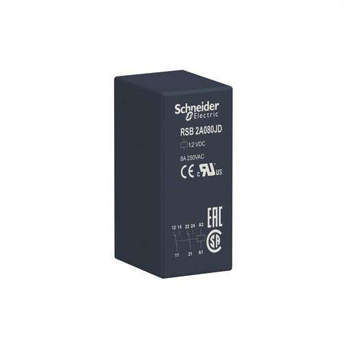 Pistokerele 2 NO/NC 8A 12V DC viitenumerolla RSB2A080JD brändiltä SCHNEIDER ELECTRIC