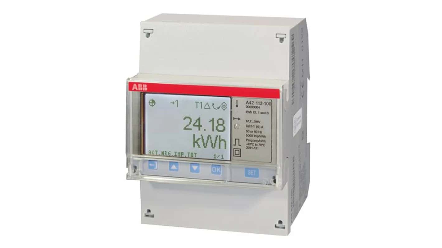 ABB A42 112-100 yksivaiheinen mittari epäsuora mittaus Modbus RS485 viitenumerolla 2CMA170510R1000 brändiltä ABB
