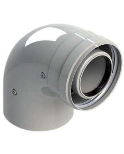 Savupiipun kyynärpää halkaisija 80/125mm 90º uros-naaras PP/Lakattu teräs viitenumerolla 8125-90MHP15 brändiltä FIG