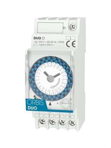 Analoginen aikakytkin 2 MOD.DUO D 230V viitenumerolla OB291032 brändiltä ORBIS