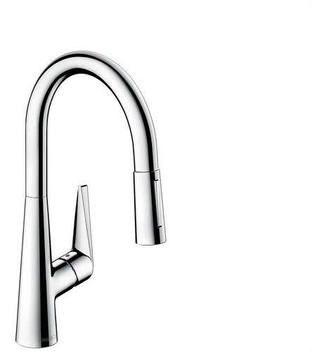 Keittiöhana, yksi vipu, ulosvedettävä juoksuputki Talis M51 2Jet kromi viitenumerolla 72813000 brändiltä HANSGROHE
