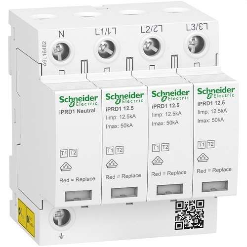 Tyypin 1+2 ylijännitesuoja Acti9 iPRD1 3P+N 12;5r 350V viitenumerolla A9L16482 brändiltä SCHNEIDER ELECTRIC