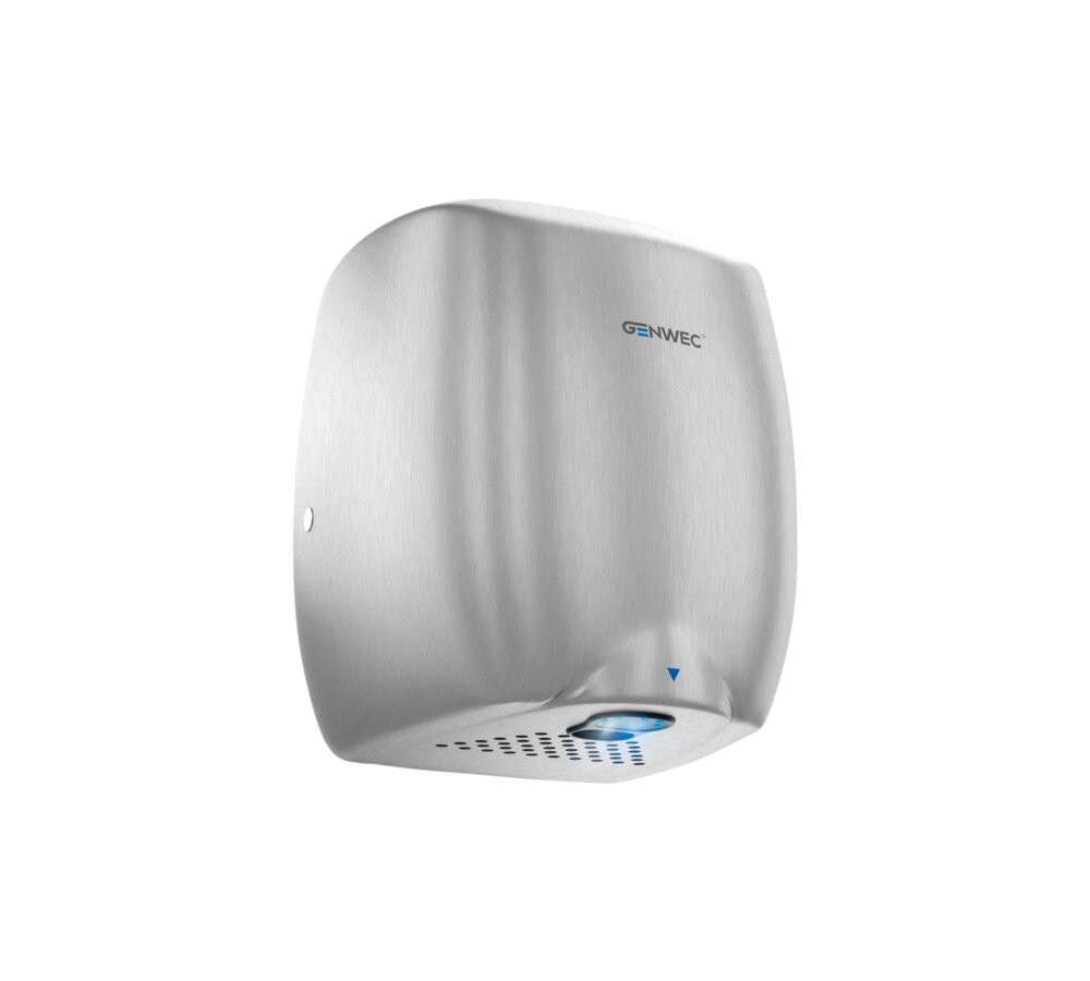 Elektronisesti ohjattu käsienkuivaaja E-flow satiinialumiini 220-240V viitenumerolla GW01 12 02 01 brändiltä GENWEC