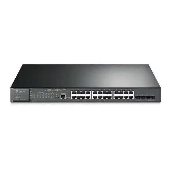 Hallittu JetStream 28-porttinen Gigabit L2 -kytkin, jossa 24 PoE+-porttia viitenumerolla TL-SG3428MP brändiltä TP-LINK