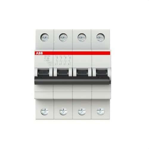 Magnetoterminen katkaisija SH204-C20 4P 20A Käyrä C Käyrä C 6kA viitenumerolla 2CDS214001R0204 brändiltä ABB