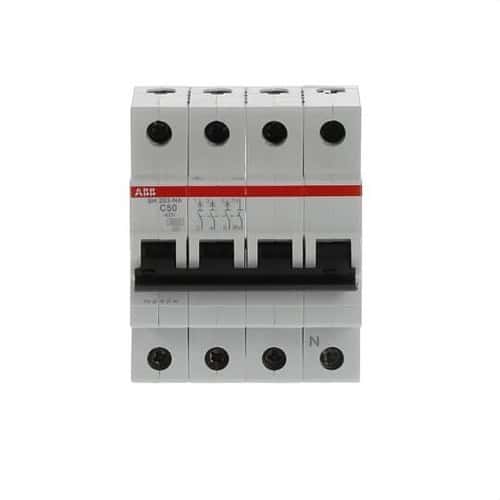 Magnetoterminen SH203-C50NA 3P+N 50A Käyrä C Käyrä C 6kA viitenumerolla 2CDS213103R0504 brändiltä ABB