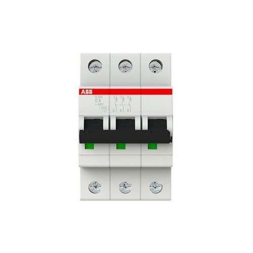 Magneettinen S203-C6 3P 6A Käyrä C 10kA viitenumerolla 2CDS253001R0064 brändiltä ABB