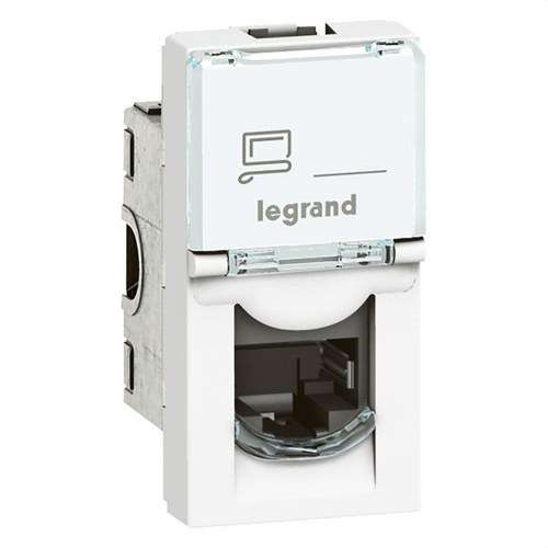RJ45-pistorasia Legrand Mosaic Cat 6 UTP 1 moduuli 8 kosketinta LCS2 valkoinen viitenumerolla 076561 brändiltä LEGRAND