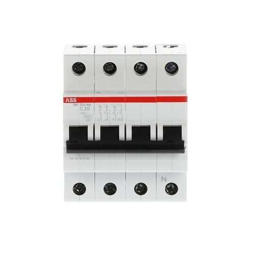 Magnetoterminen SH203-C20NA 3P+N 20A Käyrä C viitenumerolla 2CDS213103R0204 brändiltä ABB