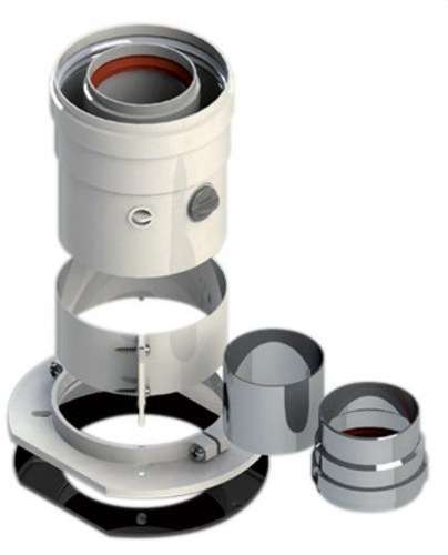 Vertikaalinen monikäyttöinen koaksiaalilähtö 60/100mm valkoinen alumiini viitenumerolla 610CVMULTIP1 brändiltä FIG