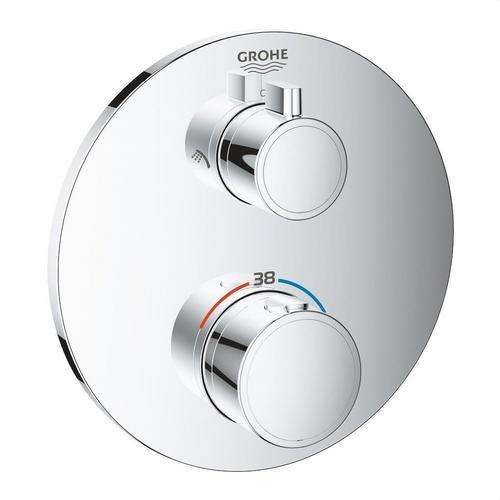 Grohtherm-krominen suihkutermostaatti kahdelle ulostulolle viitenumerolla 24076000 brändiltä GROHE
