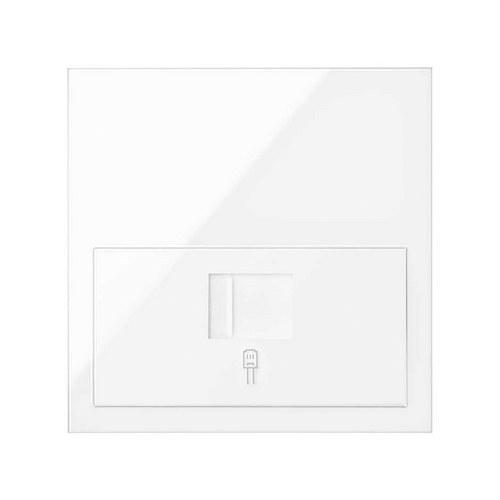 Etuosa 1 elementille, jossa 1 RJ45 6 UTP tietoliikenneyhteysliitin adapterilla, kiiltävän valkoinen Simon 100 viitenumerolla 10020106-130 brändiltä SIMON