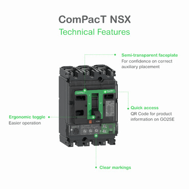 ComPacT NSX250F 36kA AC 4P3R 250A TMD -katkaisija viitenumerolla C25F6TM250 brändiltä SCHNEIDER ELECTRIC