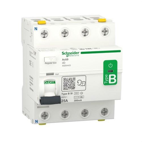 Schneider Electric Acti9 iID 4P 25A 300mA B-SI vikavirtasuojakytkin viitenumerolla A9Z64425 brändiltä SCHNEIDER ELECTRIC