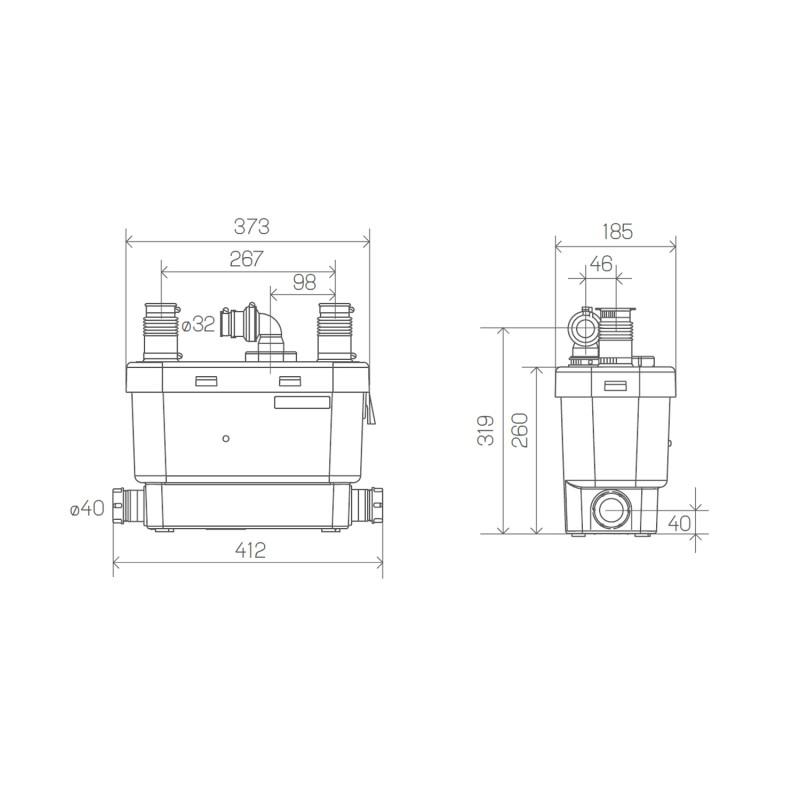 SFA SANISPEED -evakuointipumppu raskaskäyttöön keittiöihin ja pesuloihin viitenumerolla 0101300 brändiltä SFA SANITRIT