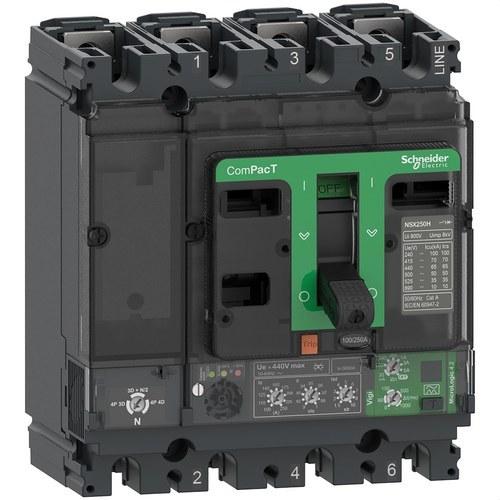 ComPacT NSX250F 36kA AC 4P4R 250A Micrologic 4.2 -katkaisija viitenumerolla C25F44V250 brändiltä SCHNEIDER ELECTRIC