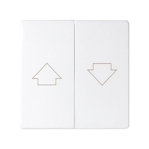 Kaksoispainike Simon 82 -sarjan turvalukituksella varustetulle sälekaihdinmekanismille, valkoinen viitenumerolla 82028-30 brändiltä SIMON