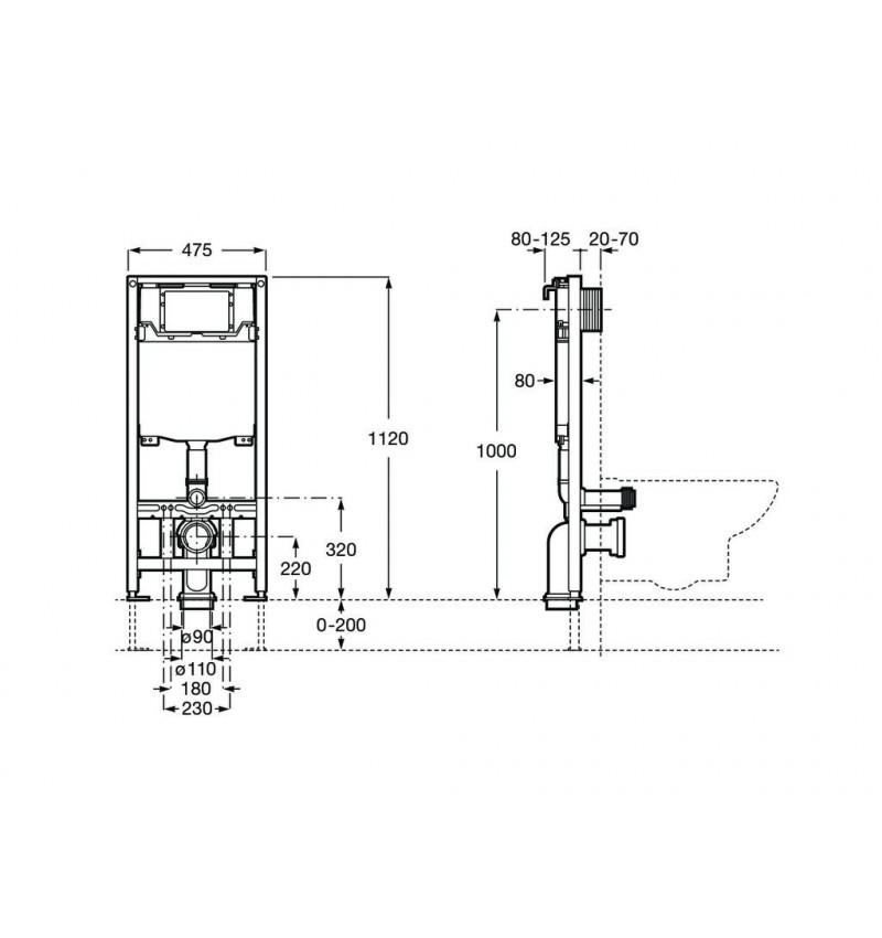 Roca WC One seinä-wc:n kaksoissäiliökehys viitenumerolla A890070020 brändiltä ROCA
