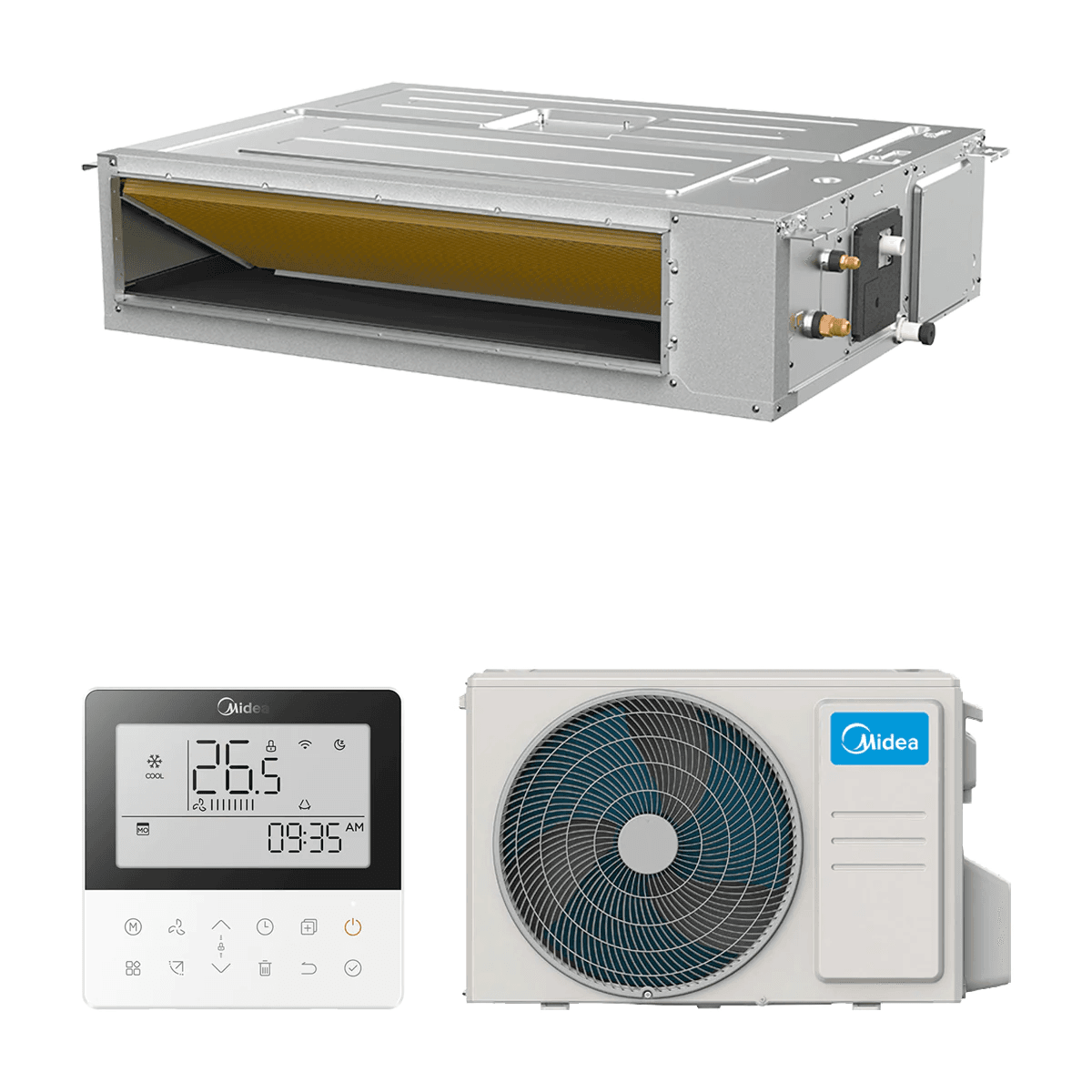 Midea A7 kanava-ilmastointilaite 10,50 kW 36000 BTU viitenumerolla MTJ-105(36)N8Q-1 brändiltä MIDEA