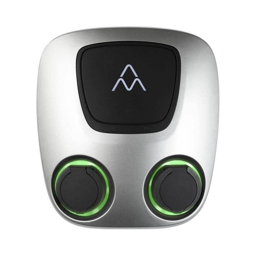 Sähköauton kaksoislaturi wifi-yhteydellä 2 x 22kW Charge Amps Aura -pistorasiat viitenumerolla 101010 brändiltä CHARGE AMPS