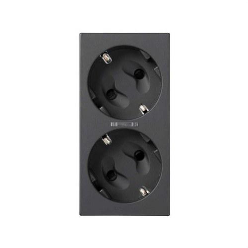 Kaksinkertainen schuko-pistorasia turvalaitteella, ledillä ja 1Click®-liitännällä harmaa Simon 500 Cima viitenumerolla 50010432-038 brändiltä SIMON