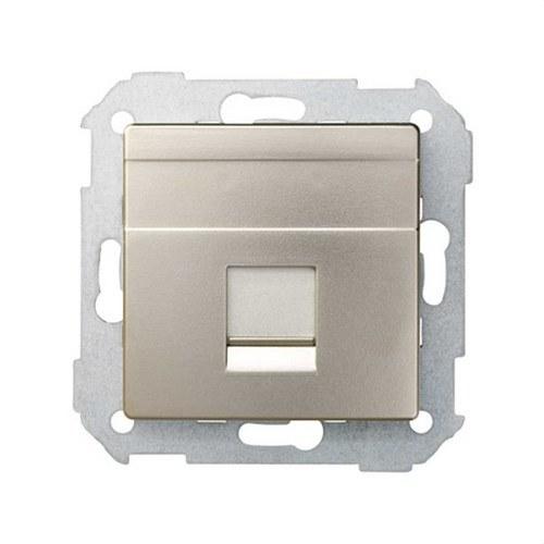 Tasainen ääni- ja datalevy pölysuojalla 1 RJ45 AMP® -liittimelle alumiini Simon 82 viitenumerolla 82005-34 brändiltä SIMON